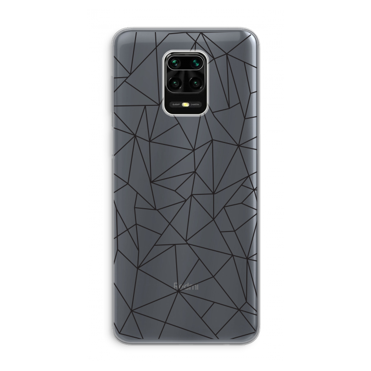 Geometrische lijnen zwart: Xiaomi Redmi Note 9 Pro Transparant Hoesje
