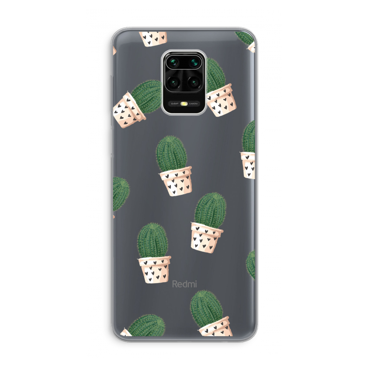 Cactusprint roze: Xiaomi Redmi Note 9 Pro Transparant Hoesje