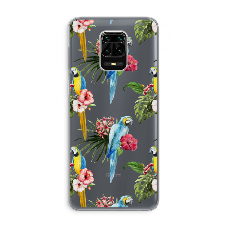 Kleurrijke papegaaien: Xiaomi Redmi Note 9 Pro Transparant Hoesje