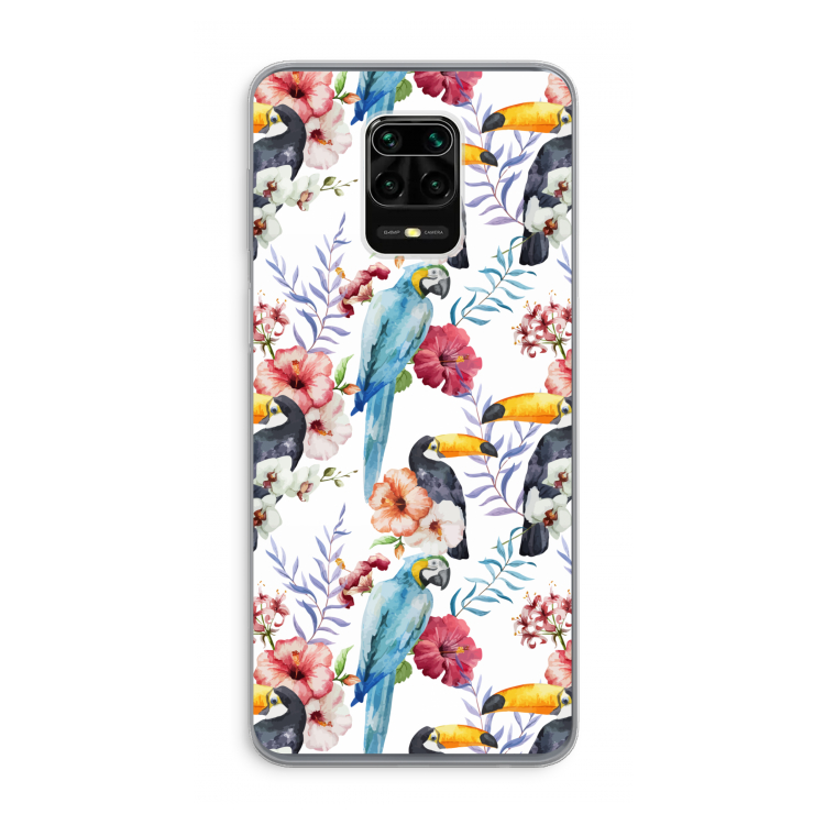 Bloemen tukan: Xiaomi Redmi Note 9 Pro Transparant Hoesje
