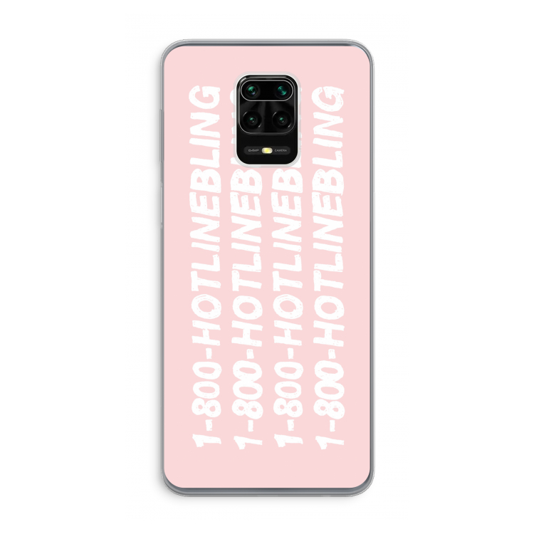 Hotline bling pink: Xiaomi Redmi Note 9 Pro Transparant Hoesje