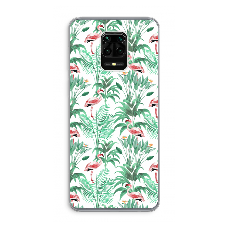 Flamingo bladeren: Xiaomi Redmi Note 9 Pro Transparant Hoesje