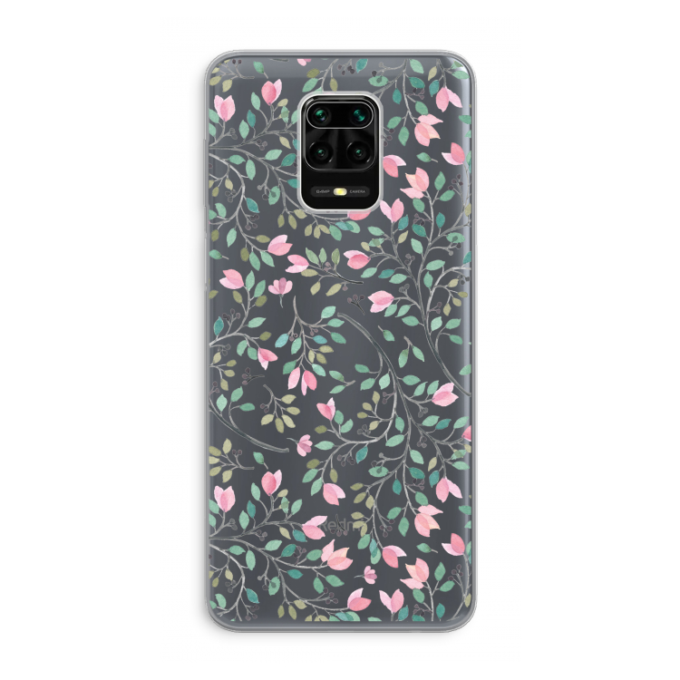 Sierlijke bloemen: Xiaomi Redmi Note 9 Pro Transparant Hoesje