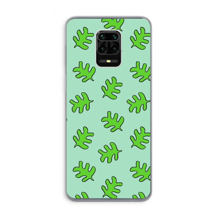 Groene blaadjes: Xiaomi Redmi Note 9 Pro Transparant Hoesje