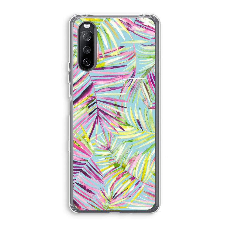 Tropical Palms Blue: Sony Xperia 10 III Transparant Hoesje