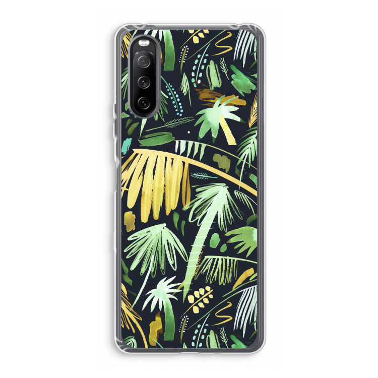 Tropical Palms Dark: Sony Xperia 10 III Transparant Hoesje