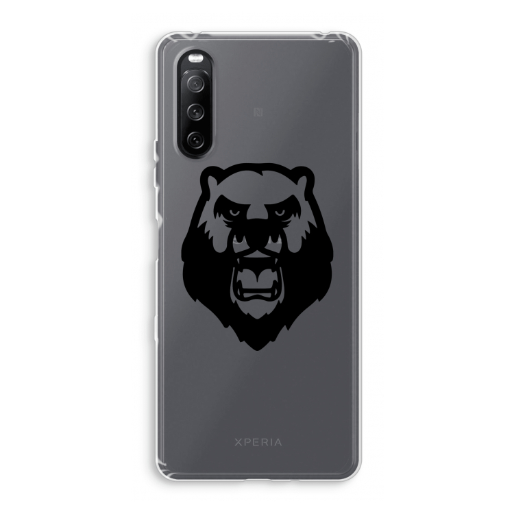 Angry Bear (black): Sony Xperia 10 III Transparant Hoesje