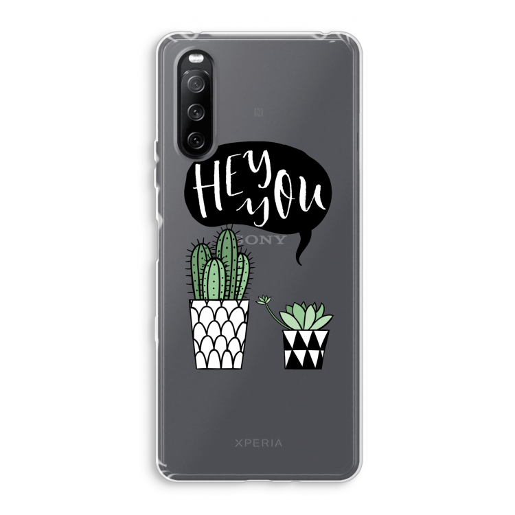 Hey you cactus: Sony Xperia 10 III Transparant Hoesje