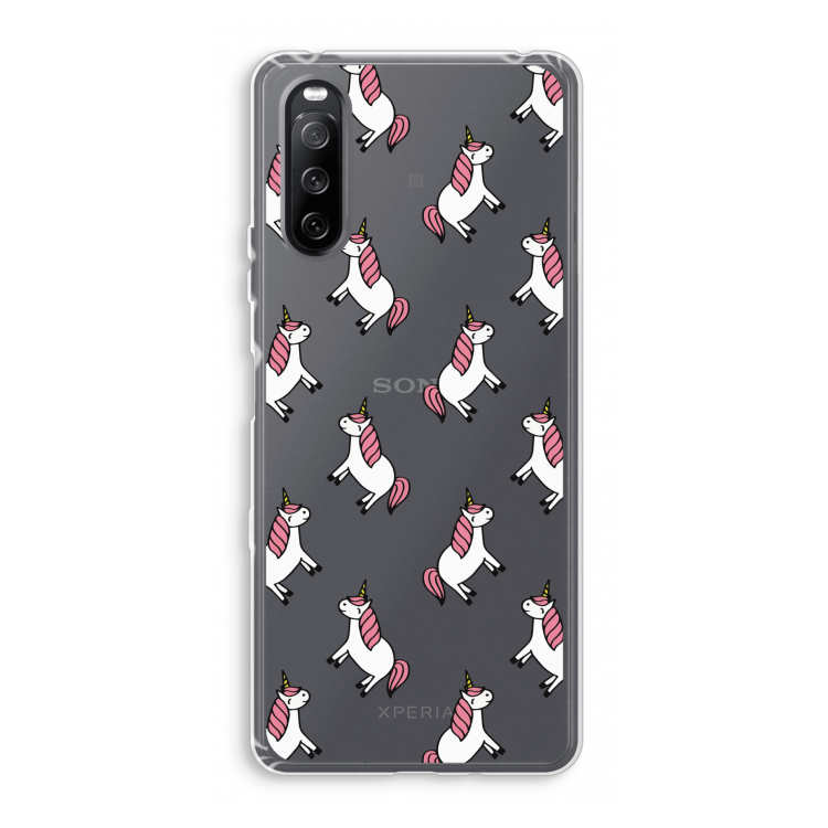 Eenhoorns overal: Sony Xperia 10 III Transparant Hoesje
