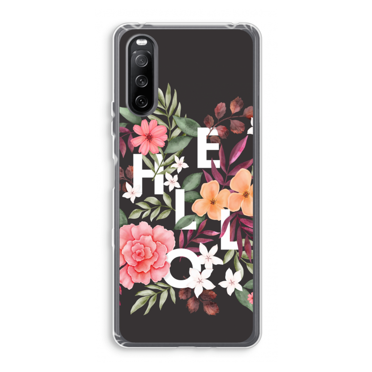 Hello in flowers: Sony Xperia 10 III Transparant Hoesje