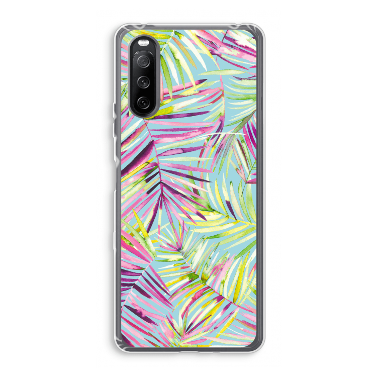 Tropical Palms Blue: Sony Xperia 10 III Transparant Hoesje