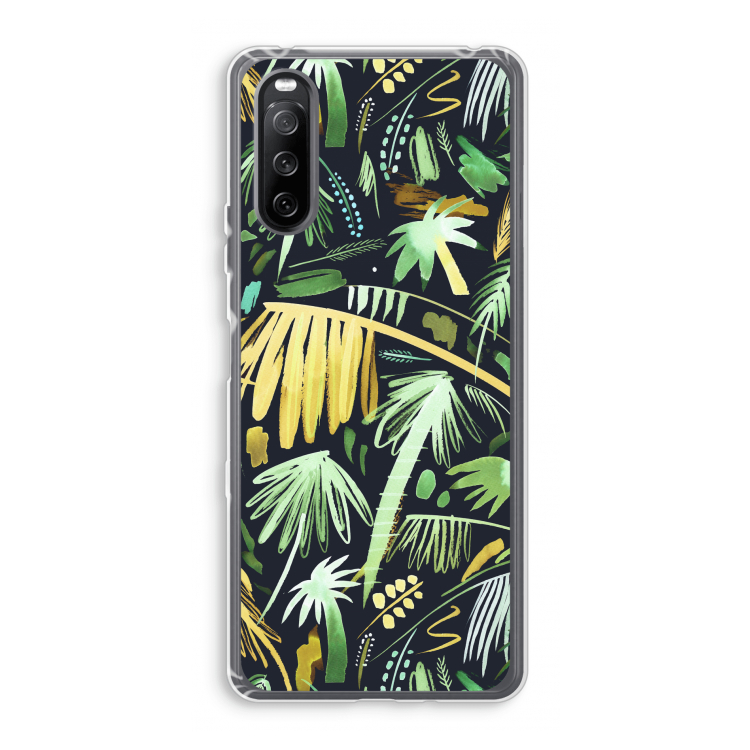 Tropical Palms Dark: Sony Xperia 10 III Transparant Hoesje