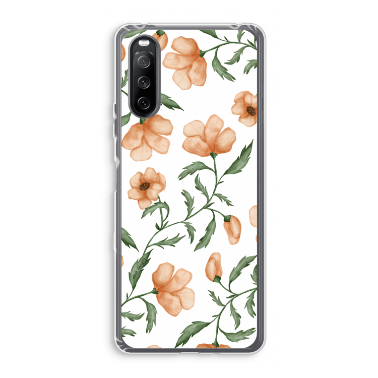 Peachy flowers: Sony Xperia 10 III Transparant Hoesje