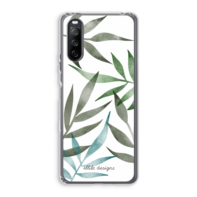Tropical watercolor leaves: Sony Xperia 10 III Transparant Hoesje