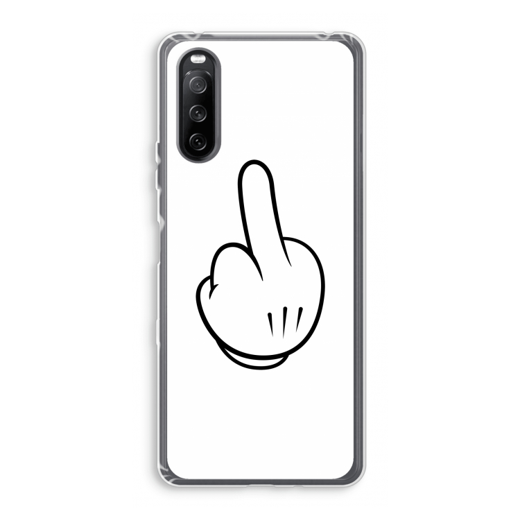 Middle finger white: Sony Xperia 10 III Transparant Hoesje