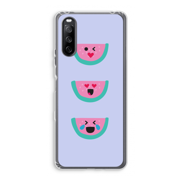 Smiley watermeloen: Sony Xperia 10 III Transparant Hoesje