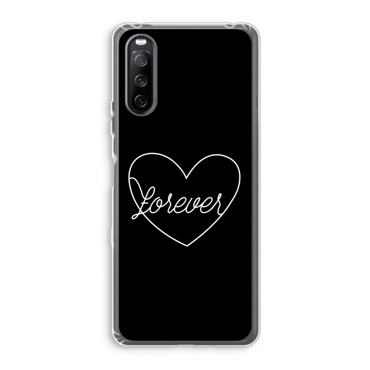 Forever heart black: Sony Xperia 10 III Transparant Hoesje