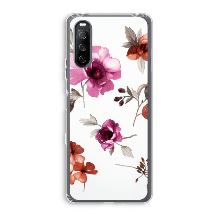 Geschilderde bloemen: Sony Xperia 10 III Transparant Hoesje