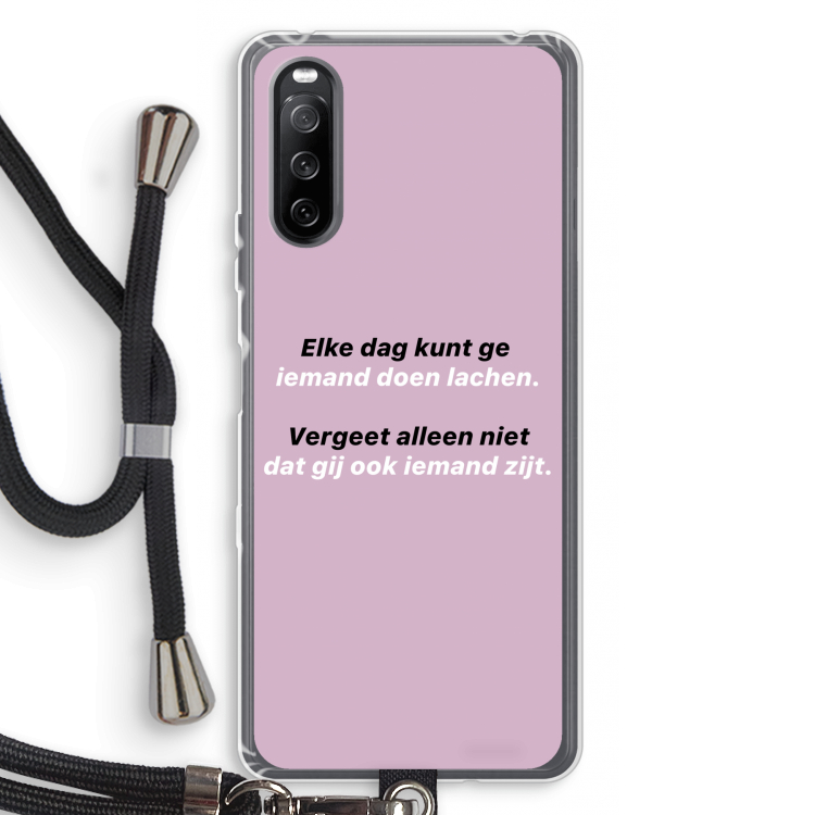gij zijt ook iemand: Sony Sony Xperia 10 III Transparant Hoesje met koord