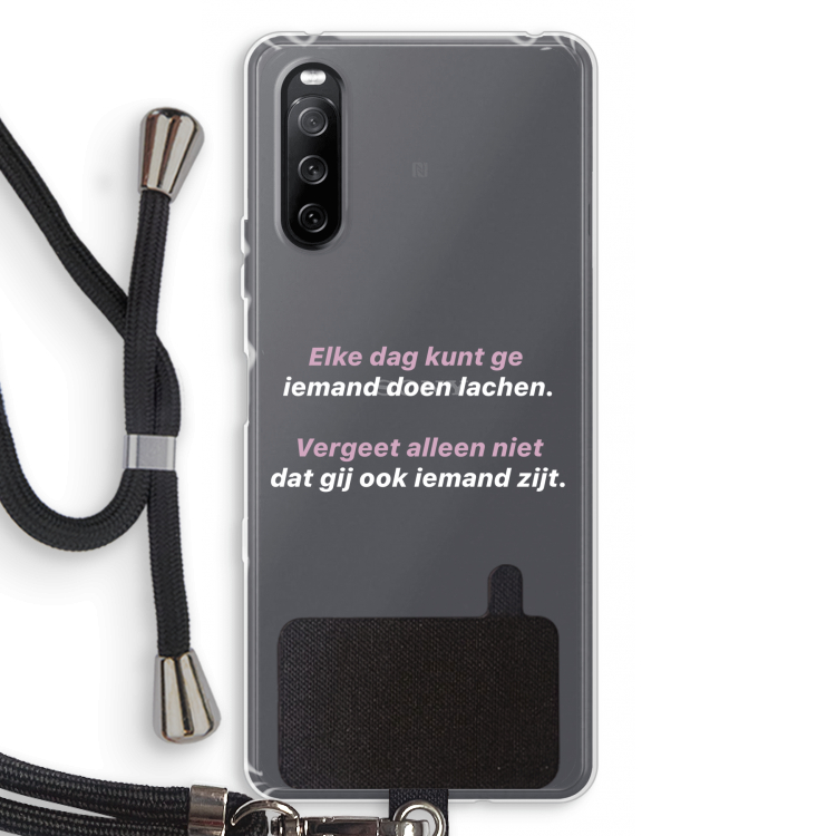 gij zijt ook iemand: Sony Sony Xperia 10 III Transparant Hoesje met koord