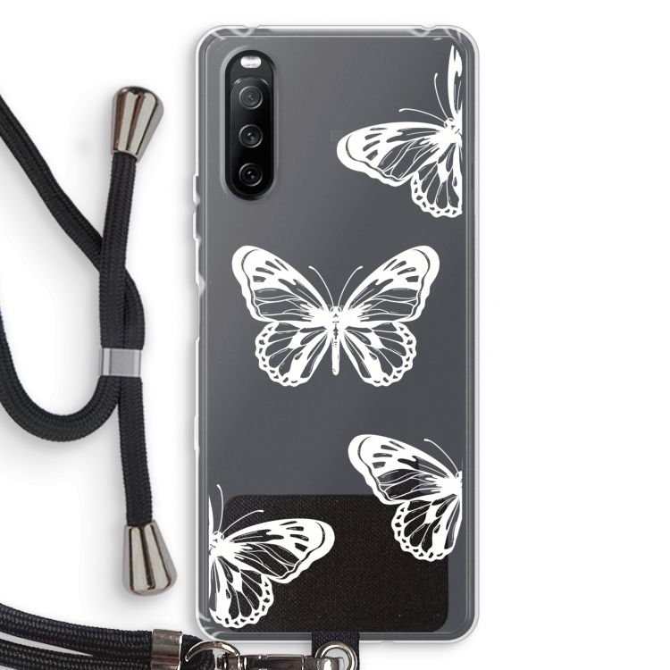 White butterfly: Sony Sony Xperia 10 III Transparant Hoesje met koord
