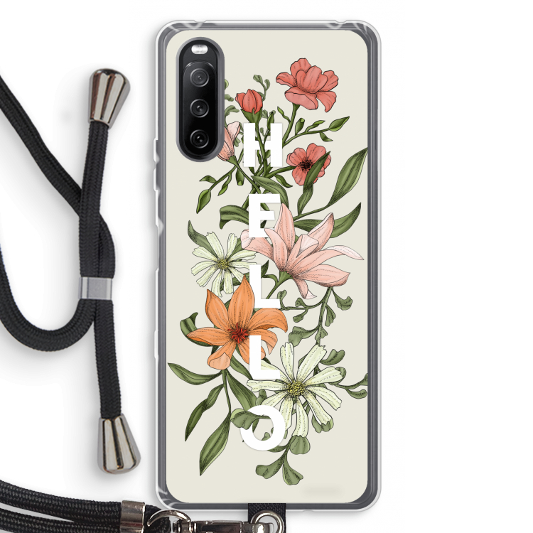 Hello bloemen: Sony Sony Xperia 10 III Transparant Hoesje met koord