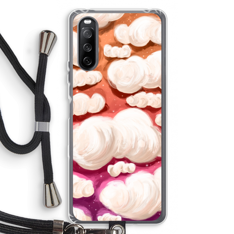 Katoen Wolken: Sony Sony Xperia 10 III Transparant Hoesje met koord
