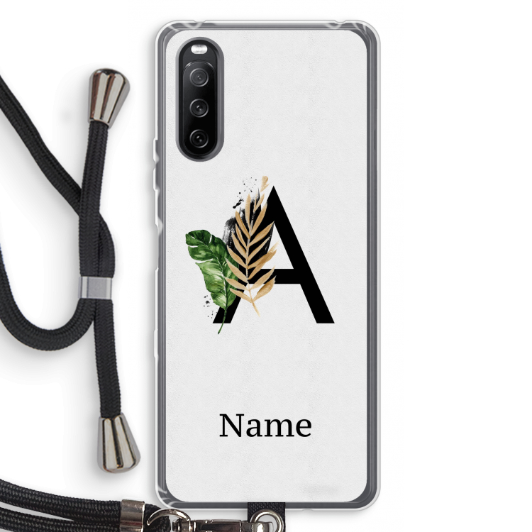 Charcoal Flora: Sony Sony Xperia 10 III Transparant Hoesje met koord