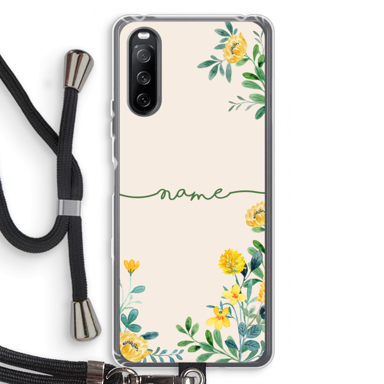 Gele bloemen: Sony Sony Xperia 10 III Transparant Hoesje met koord