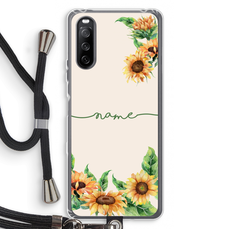 Zonnebloemen: Sony Sony Xperia 10 III Transparant Hoesje met koord