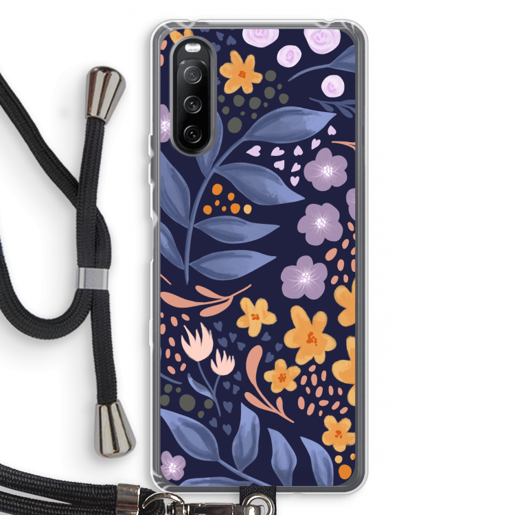 Flowers with blue leaves: Sony Sony Xperia 10 III Transparant Hoesje met koord