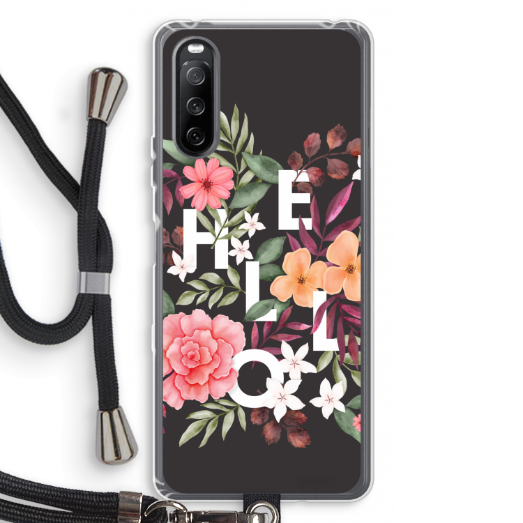 Hello in flowers: Sony Sony Xperia 10 III Transparant Hoesje met koord