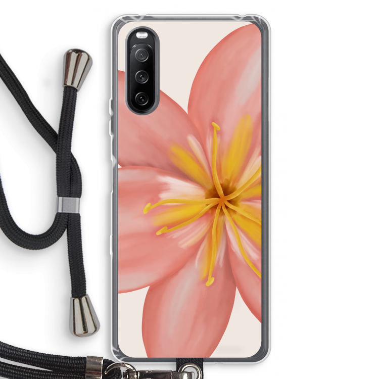 Pink Ellila Flower: Sony Sony Xperia 10 III Transparant Hoesje met koord