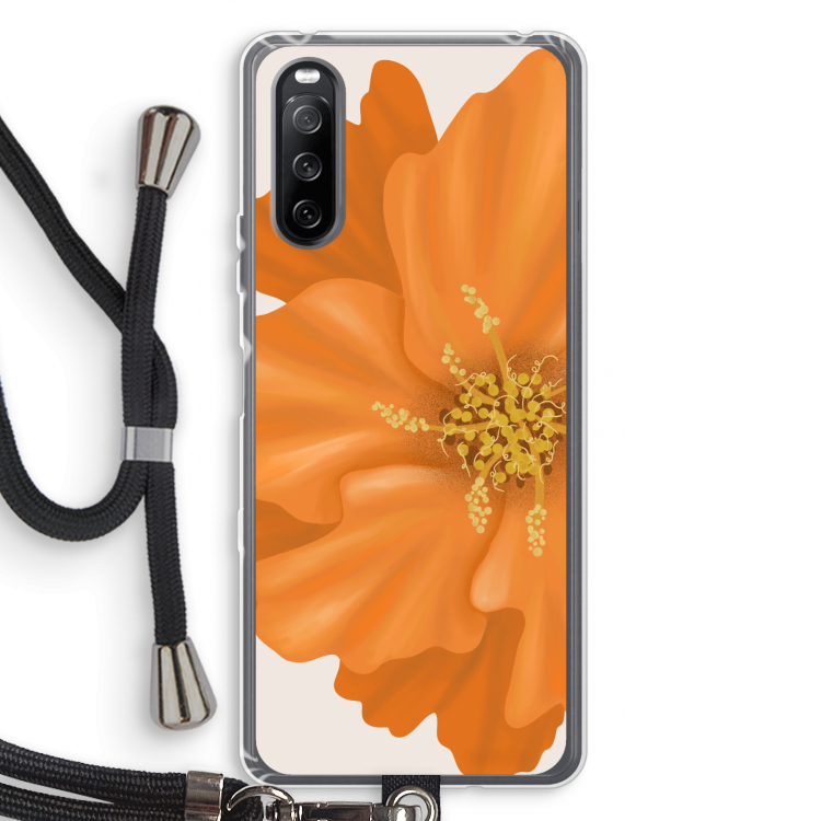 Orange Ellila flower: Sony Sony Xperia 10 III Transparant Hoesje met koord