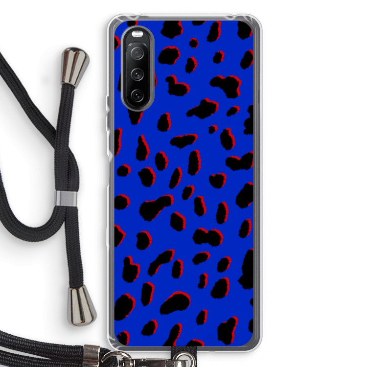 Blue Leopard: Sony Sony Xperia 10 III Transparant Hoesje met koord