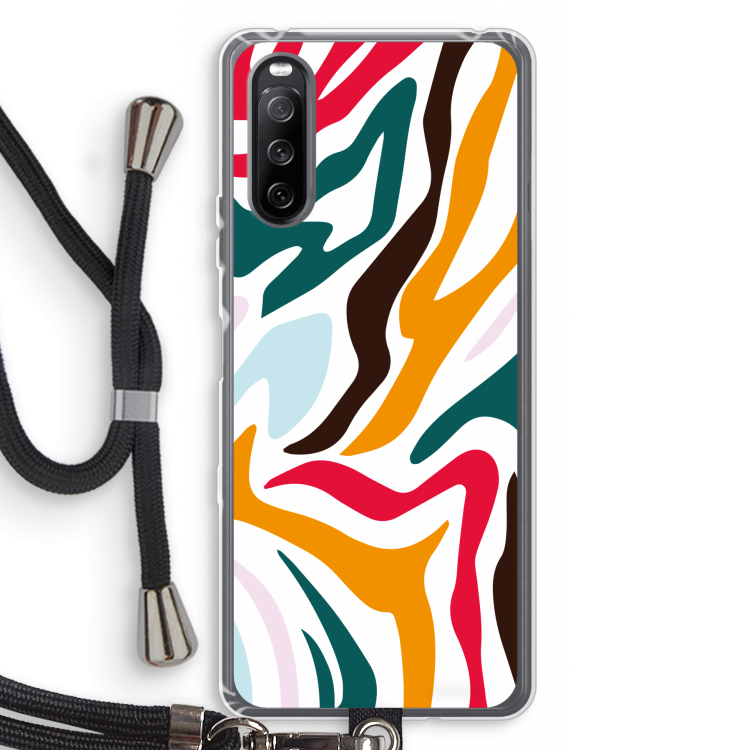 Colored Zebra: Sony Sony Xperia 10 III Transparant Hoesje met koord