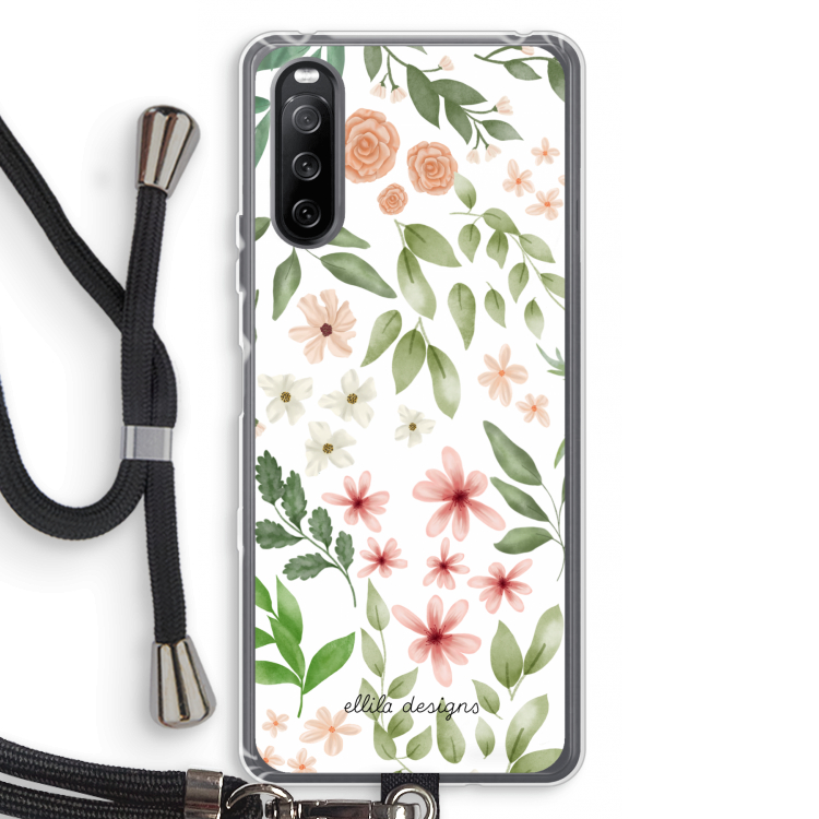 Botanical sweet flower heaven: Sony Sony Xperia 10 III Transparant Hoesje met koord