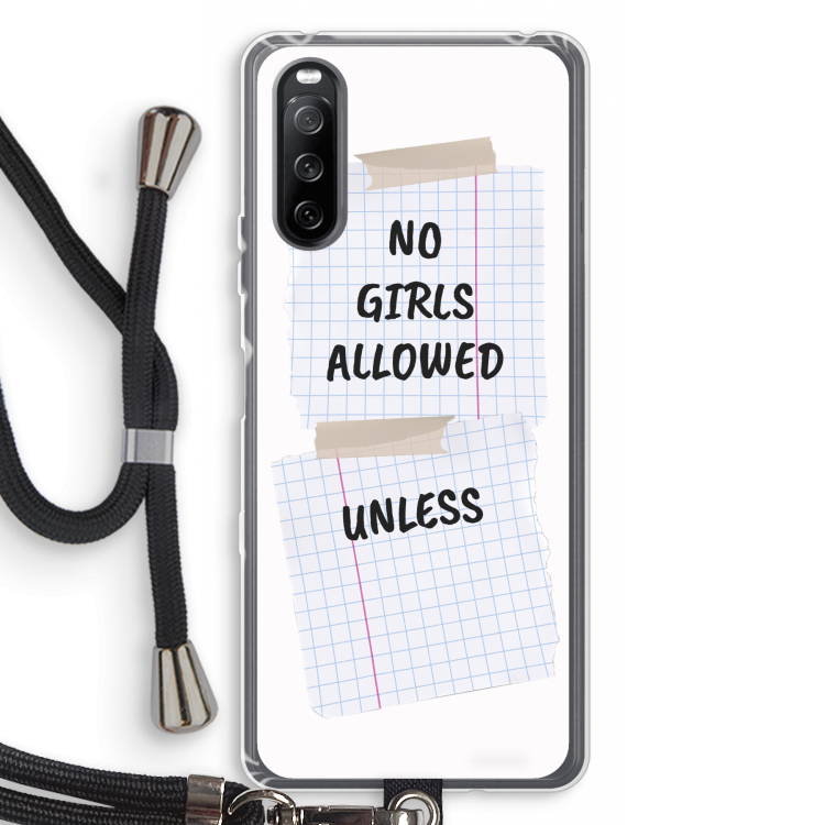No Girls Allowed Unless: Sony Sony Xperia 10 III Transparant Hoesje met koord