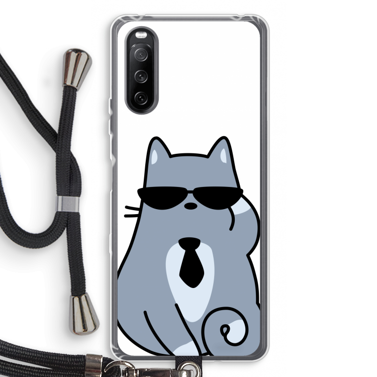 Cool cat: Sony Sony Xperia 10 III Transparant Hoesje met koord