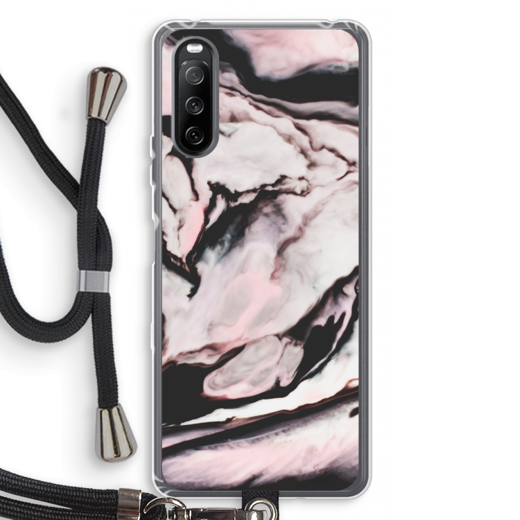 Roze stroom: Sony Sony Xperia 10 III Transparant Hoesje met koord