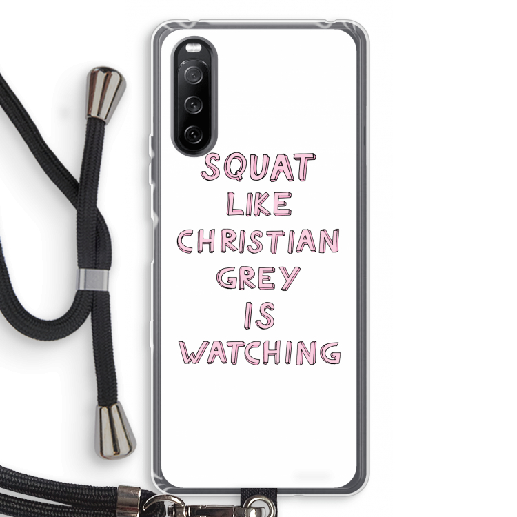 Christian Grey: Sony Sony Xperia 10 III Transparant Hoesje met koord