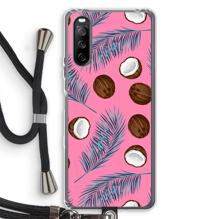 Kokosnoot roze: Sony Sony Xperia 10 III Transparant Hoesje met koord