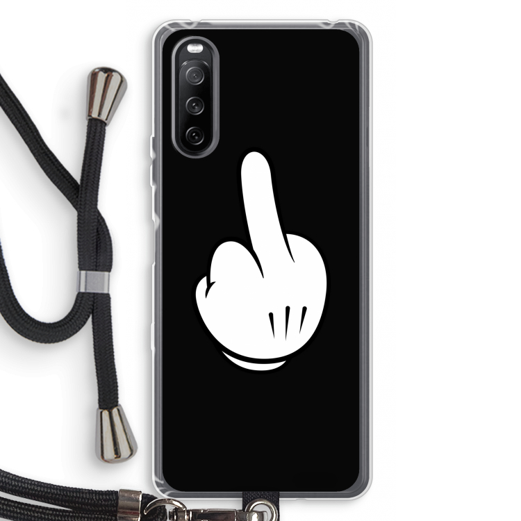 Middle finger black: Sony Sony Xperia 10 III Transparant Hoesje met koord
