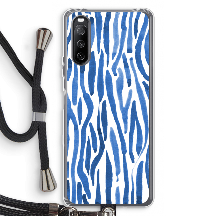 Blauwe nerven: Sony Sony Xperia 10 III Transparant Hoesje met koord