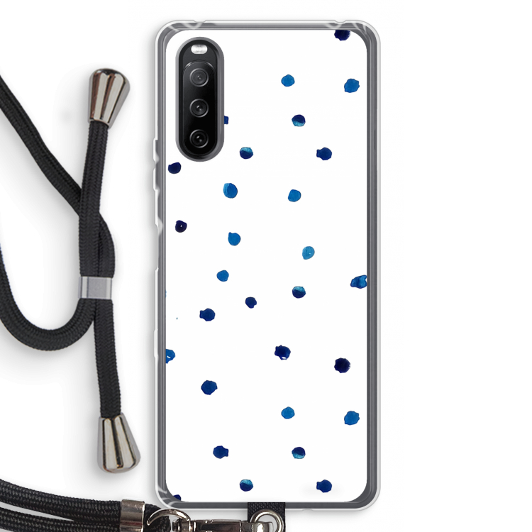 Blauwe stippen: Sony Sony Xperia 10 III Transparant Hoesje met koord