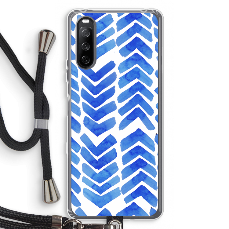 Blauwe pijlen: Sony Sony Xperia 10 III Transparant Hoesje met koord