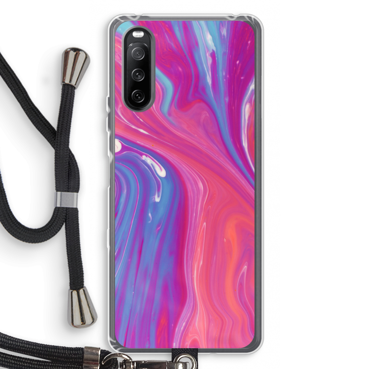 Paarse stroom: Sony Sony Xperia 10 III Transparant Hoesje met koord