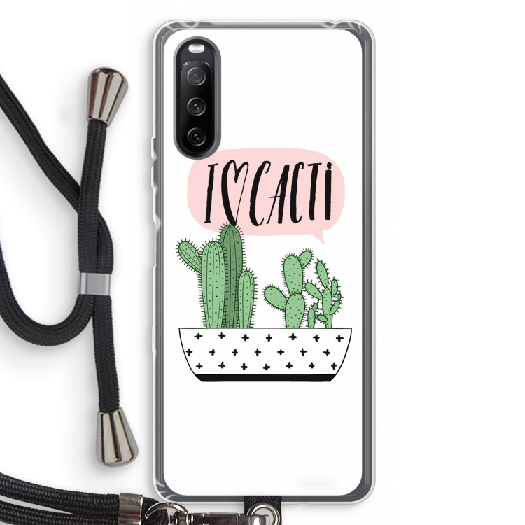 I love cacti: Sony Sony Xperia 10 III Transparant Hoesje met koord