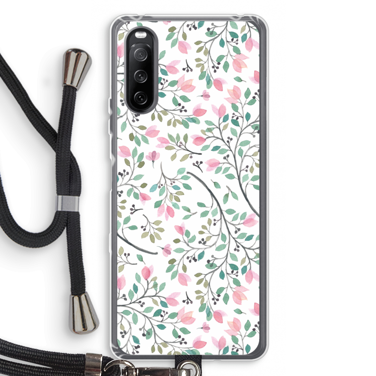 Sierlijke bloemen: Sony Sony Xperia 10 III Transparant Hoesje met koord