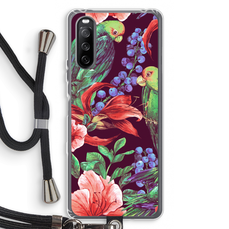 Papegaaien: Sony Sony Xperia 10 III Transparant Hoesje met koord